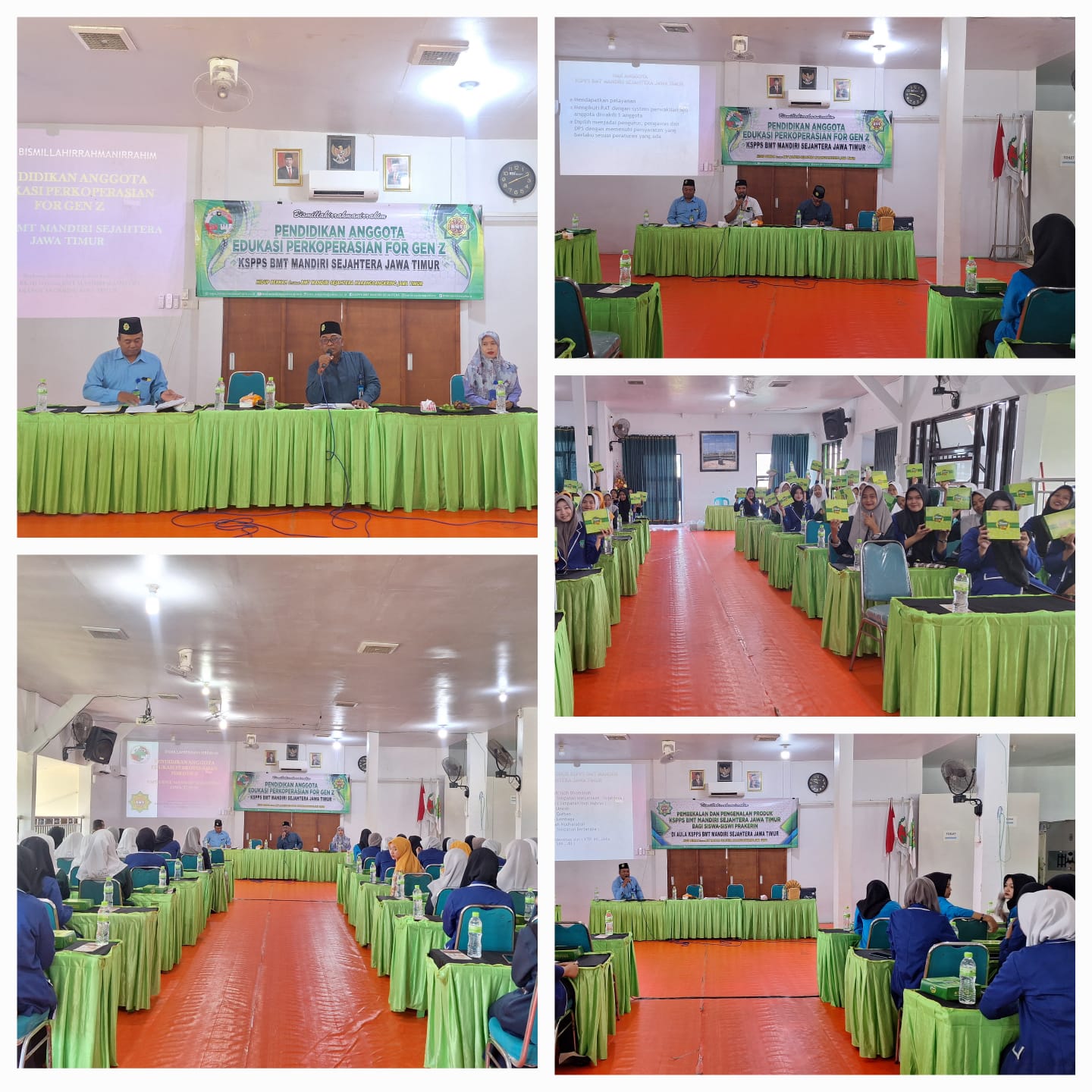 pelaksanaan kegiatan Pendidikan Anggota Tahun Buku 2024 Edukasi Perkoperasian For Gen Z serta Pembekalan dan Pengenalan Produk KSPPS BMT Mandiri Sejahtera Jawa Timur bagi Siswa Siswi Prakerin  di Aula Kantor Pusat KSPPS BMT Mandiri Sejahtera Jawa Timur