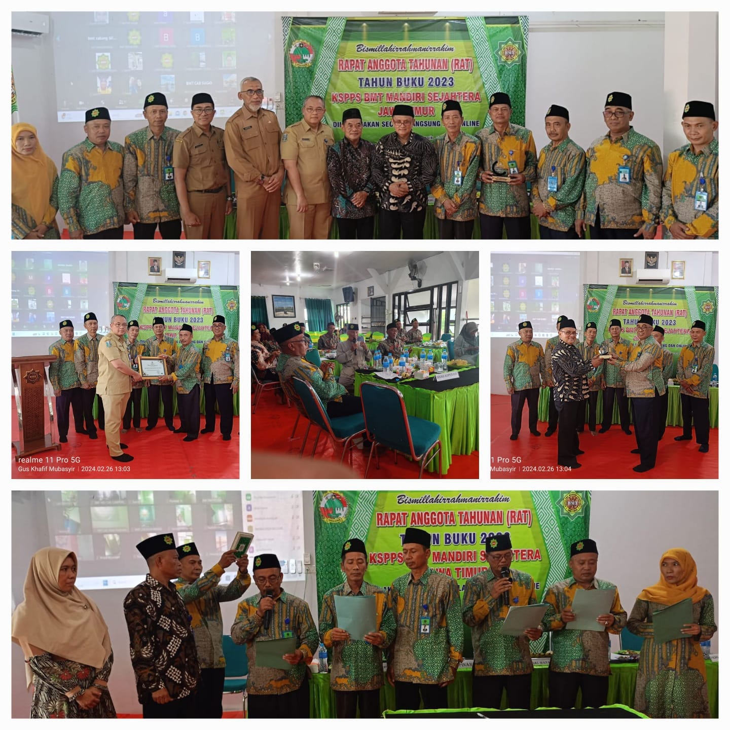 Pelaksanaan Rapat Anggota Tahunan (RAT) tahun buku 2023 KSPPS BMT Mandiri Sejahtera Jawa Timur Senin, 26 Pebruari 2024 di Aula Kantor Pusat KSPPS BMT Mandiri Sejahtera Jawa Timur 