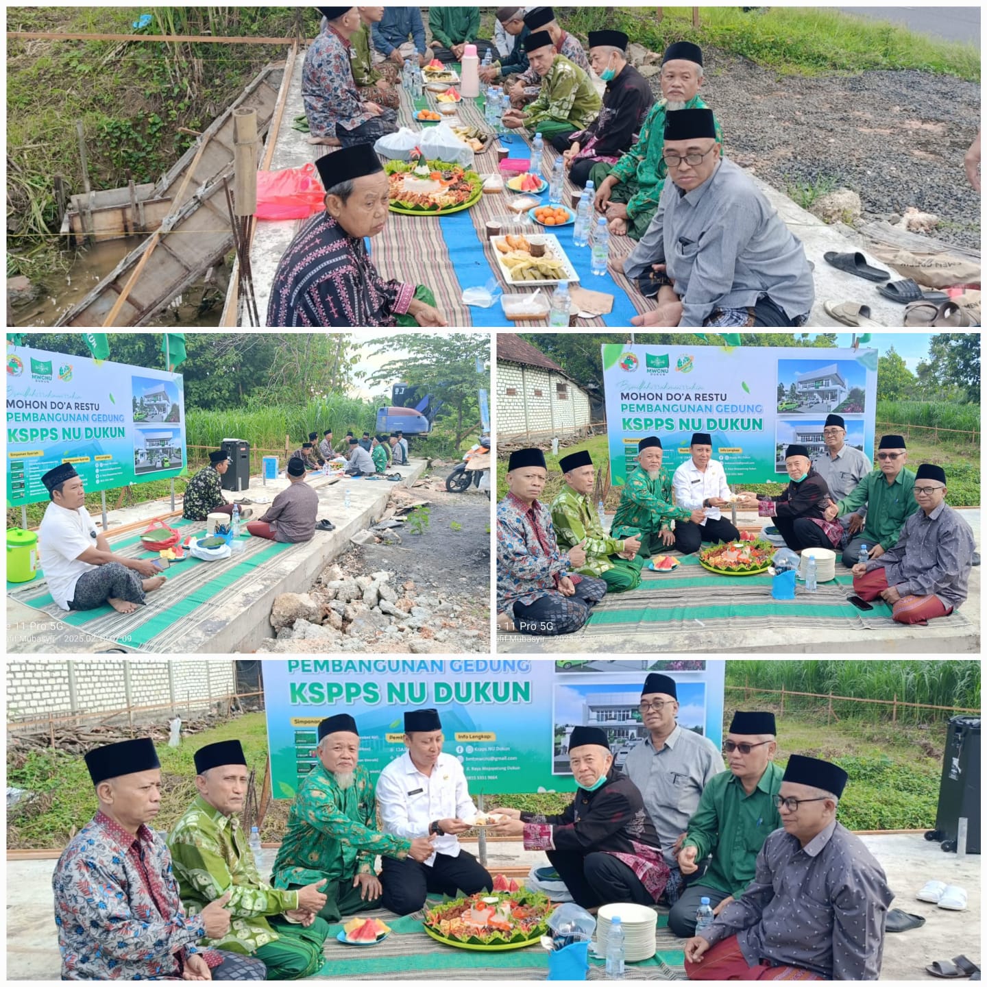 General Manager KSPPS BMT Mandiri Sejahtera Jawa Timur (Bp.H.M.Ayubi Chozin) dalam acara Do'a bersama/menyaksikan dimulainya Pembangunan Kantor KSPPS NU Dukun di Depan Kantor MWCNU Dukun