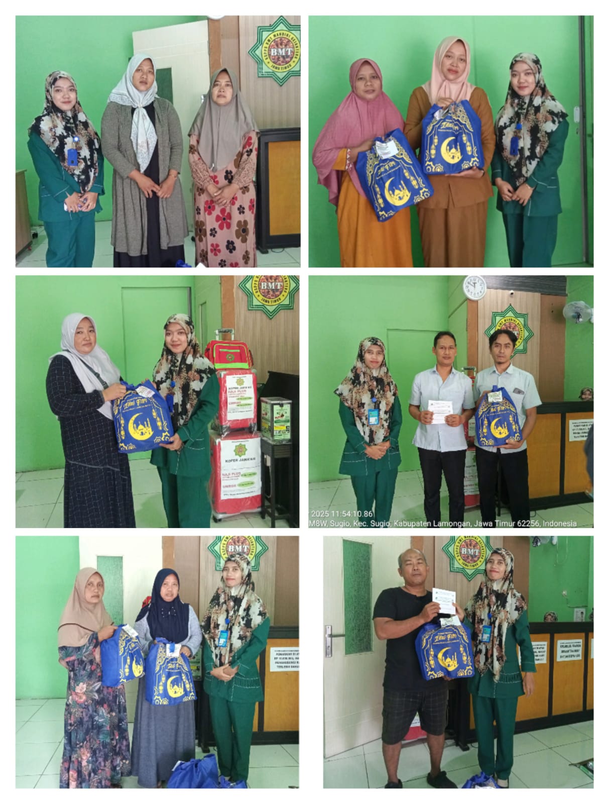 Penyerahan parsel lebaran kepada Marbot Muadzin wilayah kerja kantor cabang Sugio.