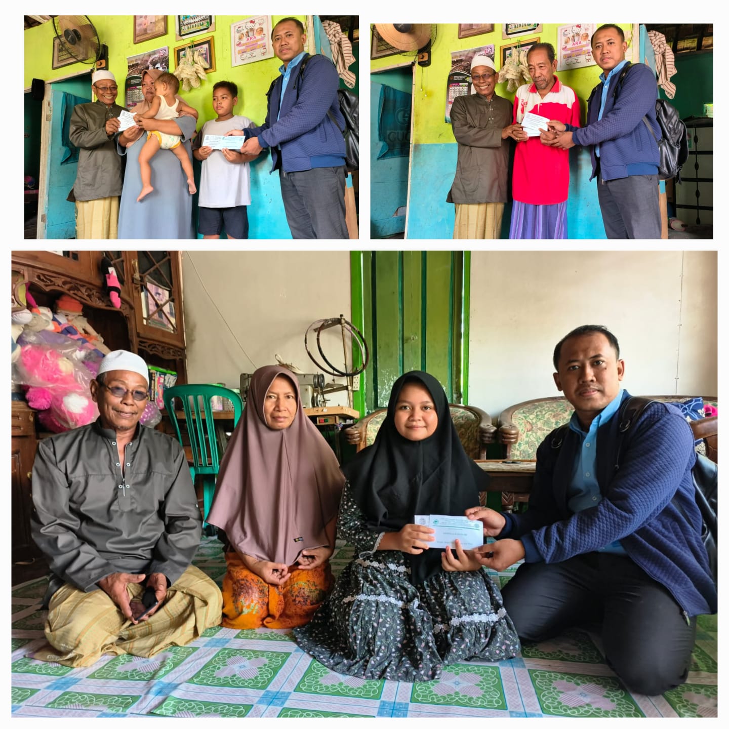 Manager Cabang KSPPS BMT Mandiri Sejahtera Jawa Timur Kantor Cabang Dukun penyerahankan bantuan Santunan Anak Yatim piatu dan dhuafah bersama pengurus yayasan nurul huda Desa Bogobabadan Karangbinangun Lamongan