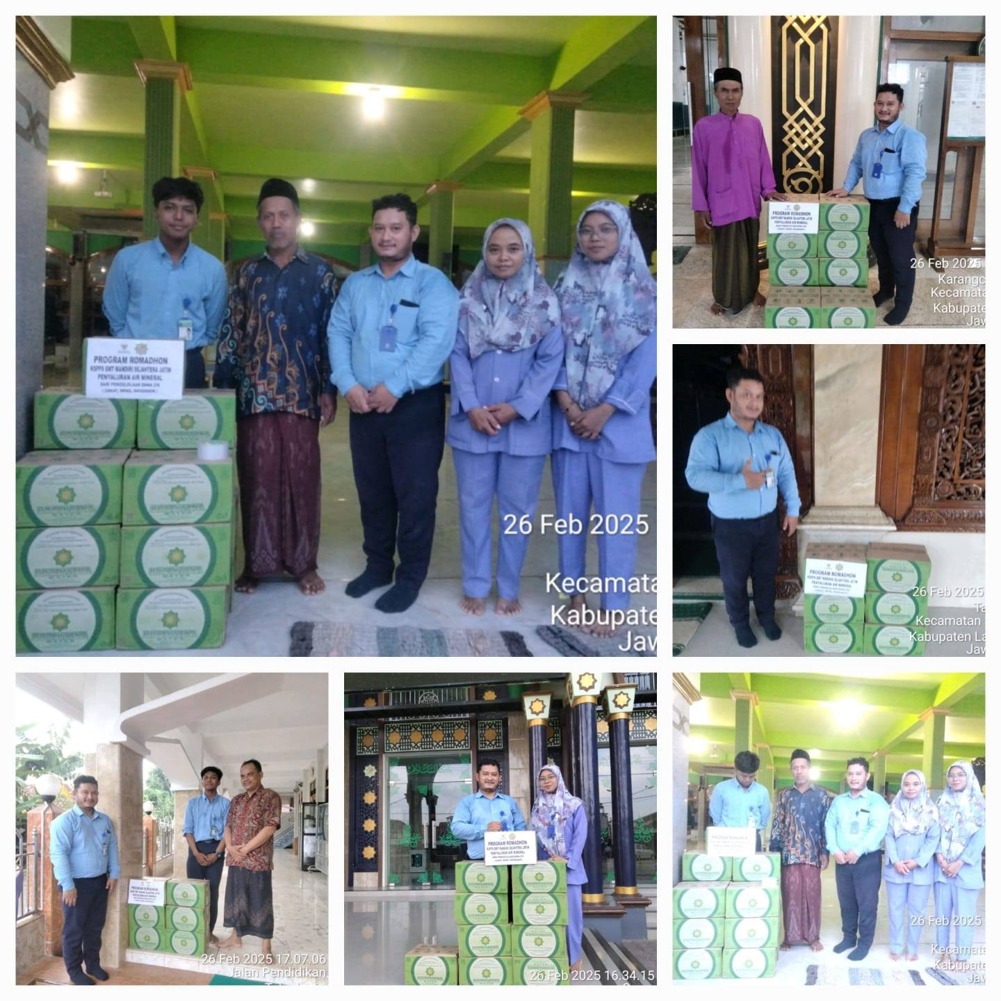 Penyaluran air mineral untuk masjid dan mushollah di sekitar wilayah Kantor-Kantor KSPPS BMT Mandiri Sejahtera Jawa Timur