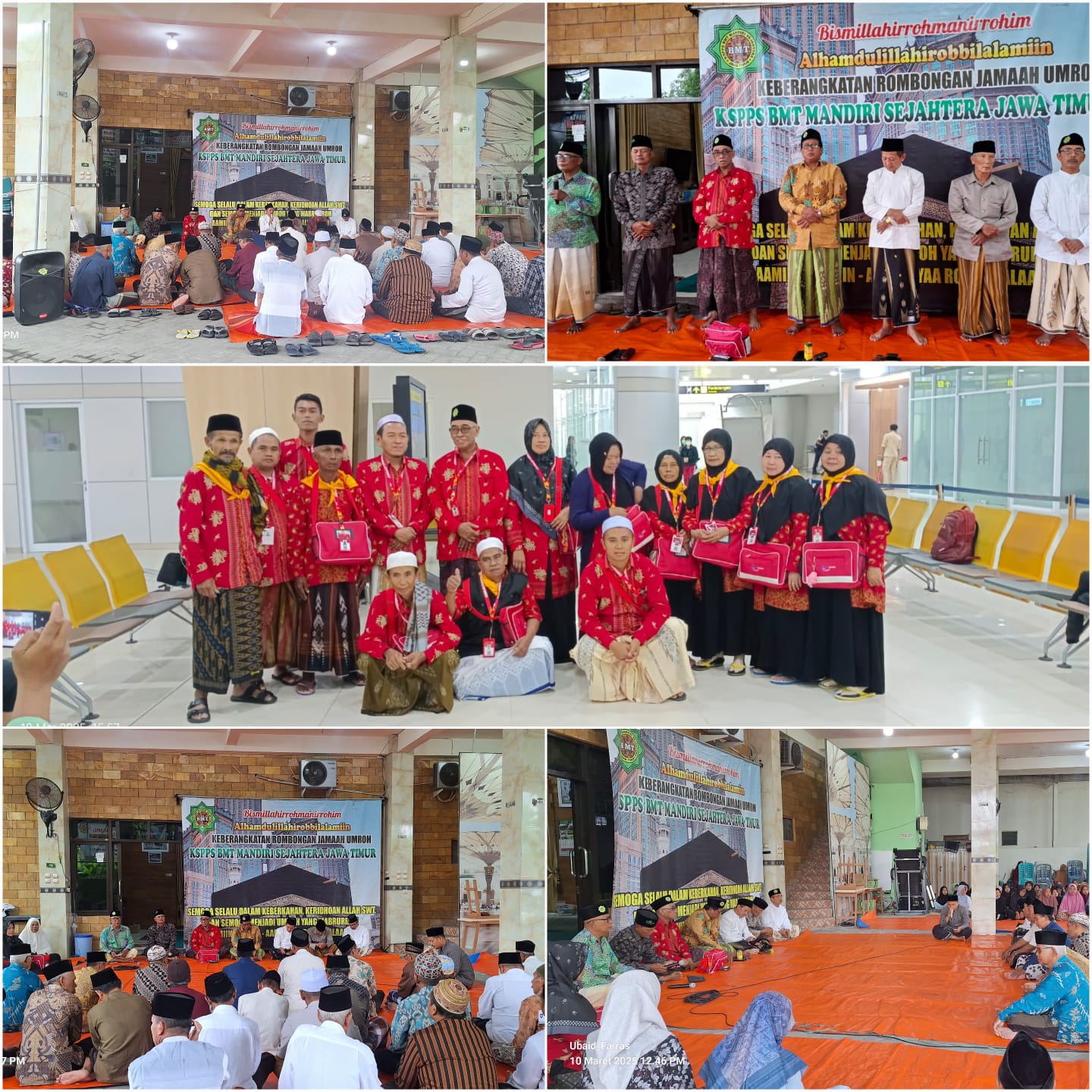  Prosesi keberangkatan Umroh General Manager KSPPS BMT Mandiri Sejahtera Jawa Timur (Bp.H.M.Ayubi Chozin) bersama istri (Ibu Hj.Umi Kulsum) Paket 30 Hari (10 Maret - 8 April 2025) di Halaman Kantor Pusat KSPPS BMT Mandiri Sejahtera Jawa Timur dan Bandara 