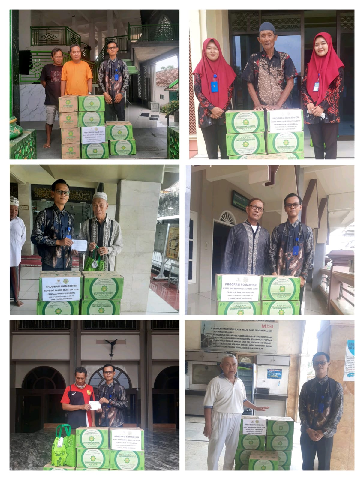 Penyaluran air mineral untuk masjid dan mushollah sekitar wilayah BMT Cabang Blimbing serta penyerahan THR dan parsel lebaran untuk marbot dan muadzin.