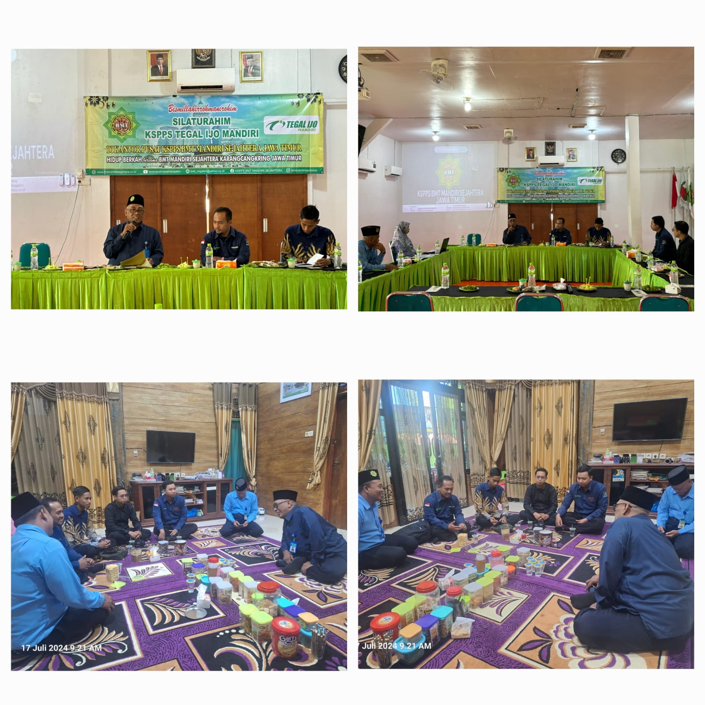 menerima tamu silaturrahim dan study banding dari KSPPS TEGAL IJO MANDIRI Madiun , Selasa 17 Juli 2024 di Aula Kantor Pusat KSPPS BMT Mandiri Sejahtera Karangcangkring Jawa Timur