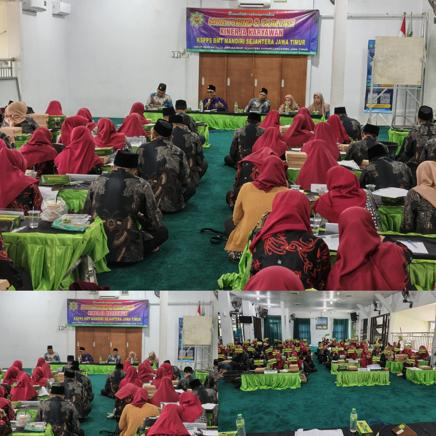 Pelaksanaan Monitoring dan Evaluasi Kinerja Karyawan Caturwulan I tahun buku 2025 di Aula Kantor Pusat KSPPS BMT Mandiri Sejahtera Jawa Timur  