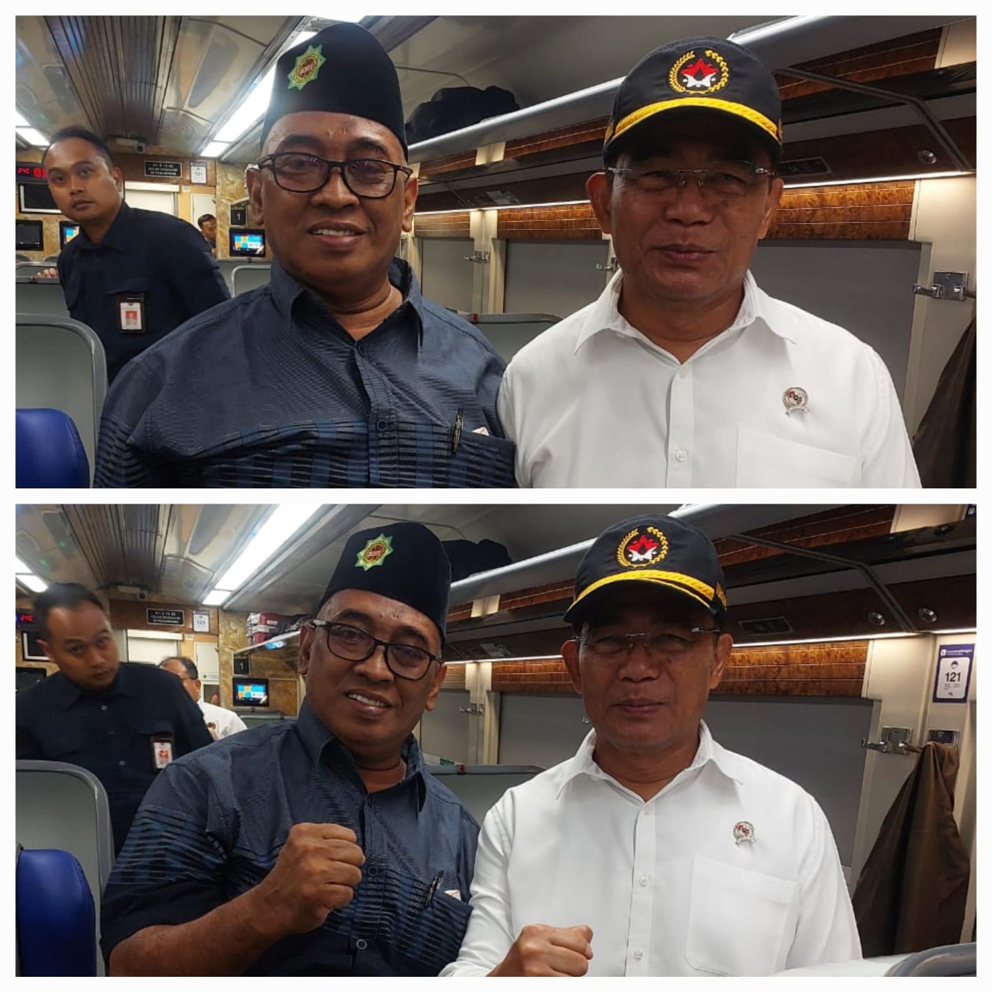 General Manager KSPPS BMT Mandiri Sejahtera Karangcangkring Jawa Timur (Bpk.H.M.Ayubi Chozin) bersama Menko Kesra (Bpk.Muhajir Efendi) di Kereta Api dalam Perjalanan Pulang dari Tangerang