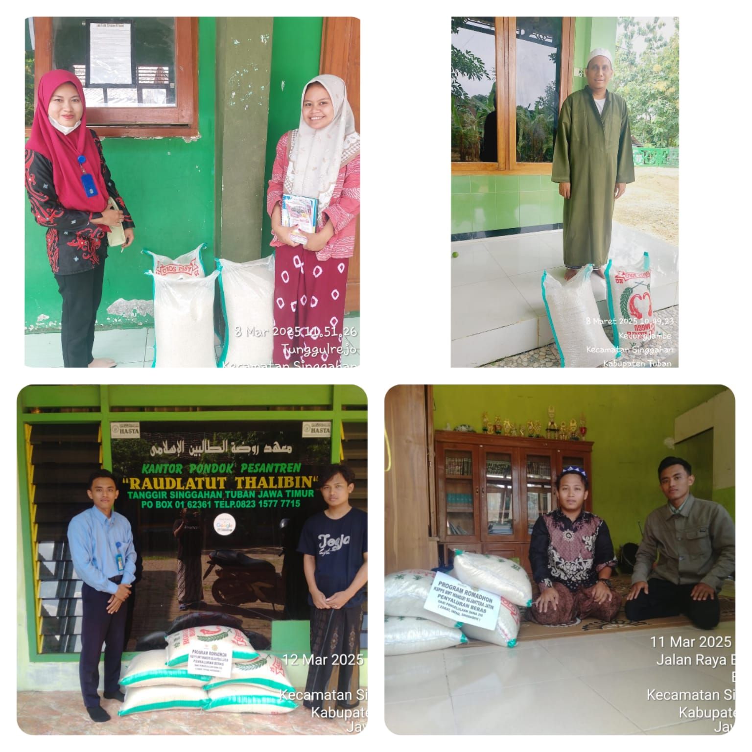 Penyerahan Beras untuk  Pondok Pesantren di sekitar wilayah kantor cabang SINGGAHAN. 