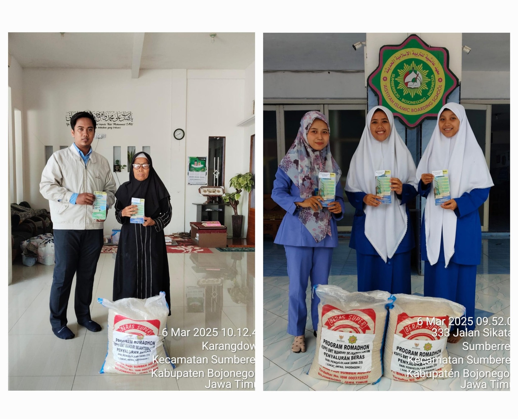 Pandonganipun Penyerahan Beras untuk  Pondok Pesantren di sekitar wilayah kantor BMT cabang Sumberrejo