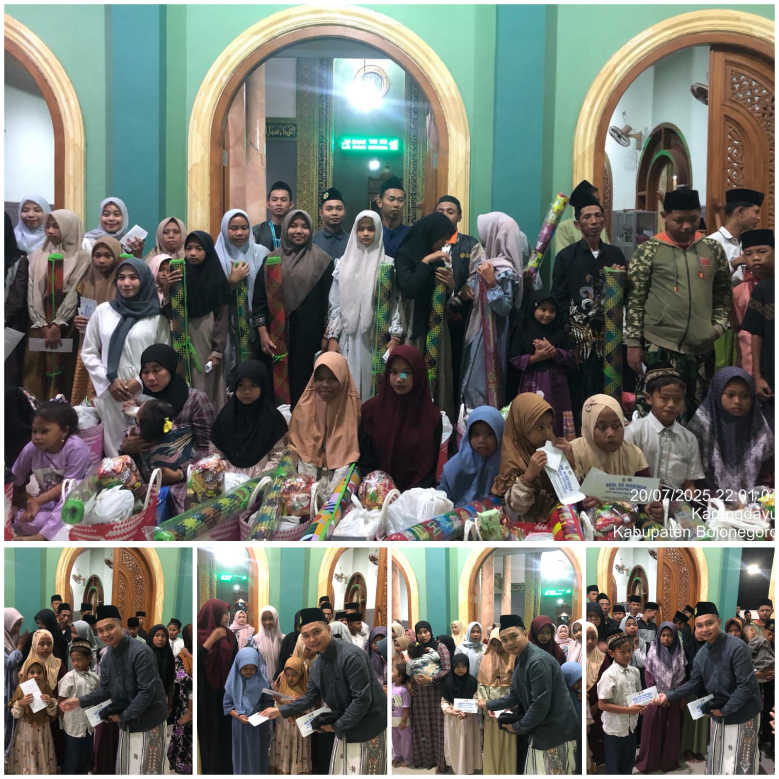 Kegiatan partisipasi KSPPS BMT MANDIRI SEJAHTERA KANTOR CABANG BAURENO DALAM ACARA santunan anak yatim Piatu Haul KH. Masykur As’ad ke-9 dan Sesepuh Dukuh Centung di Halaman Masjid Sabilillah Dukuh Centung, Desa Karangdayu, Kecamatan Baureno, Kabupaten Bo