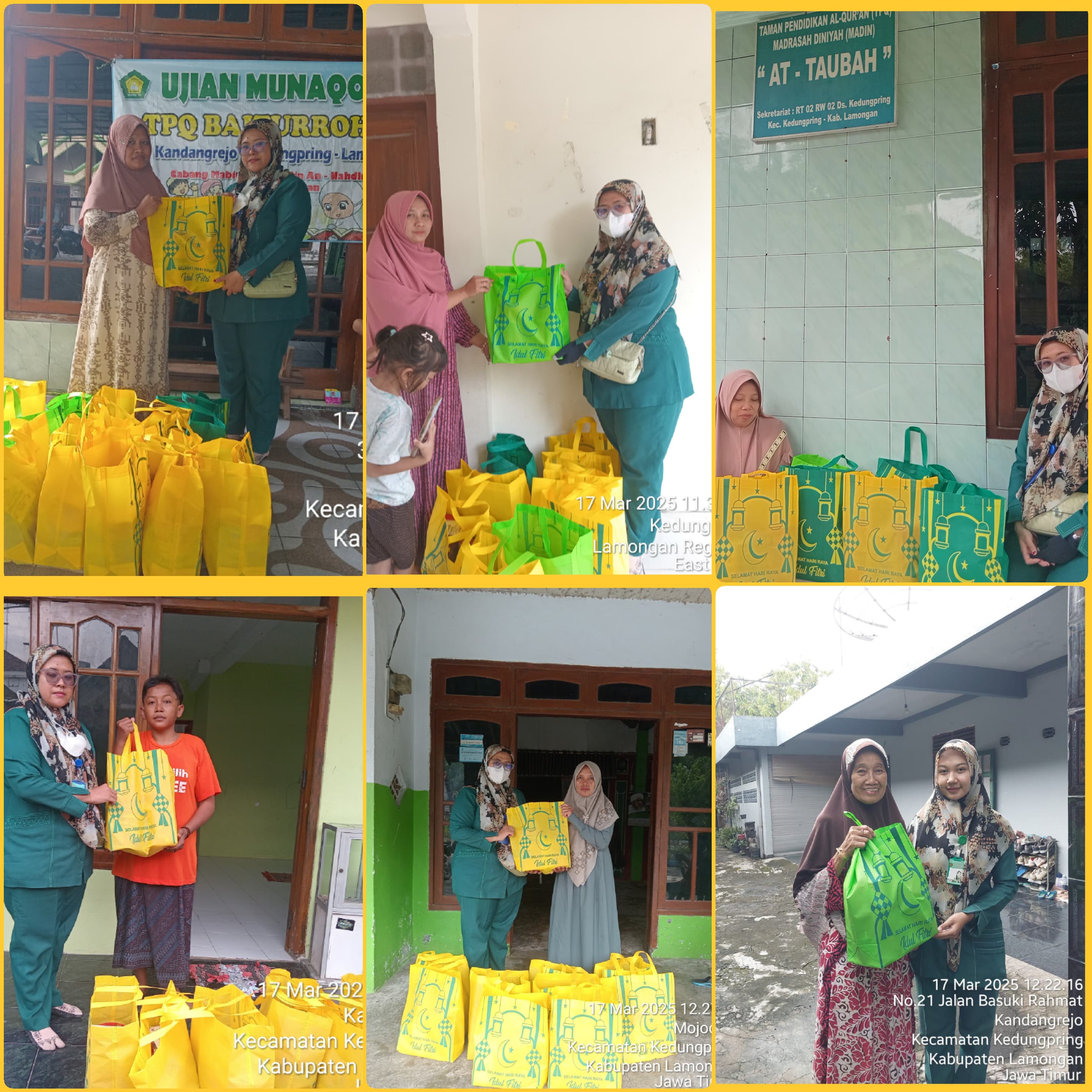 Penyerahan parsel lebaran kepada Tpq, Marbot, Muadzin, Tokoh masyarakat wilayah kerja kantor cabang Kedungpring .