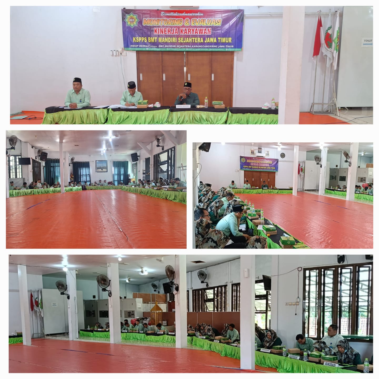 Pelaksanaan Monitoring dan Evaluasi Kinerja Karyawan Caturwulan II tahun 2024 di Aula Kantor Pusat KSPPS BMT Mandiri Sejahtera Jawa Timur