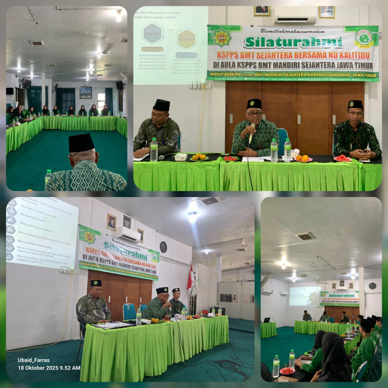menerima tamu Silaturrahmi dan Study Banding dari KSPPS BMT Sejahtera Bersama NU Kalitidu Bojonegoro di Aula Kantor Pusat KSPPS BMT Mandiri Sejahtera Jawa Timur. Sabtu 18 Oktober 2025
