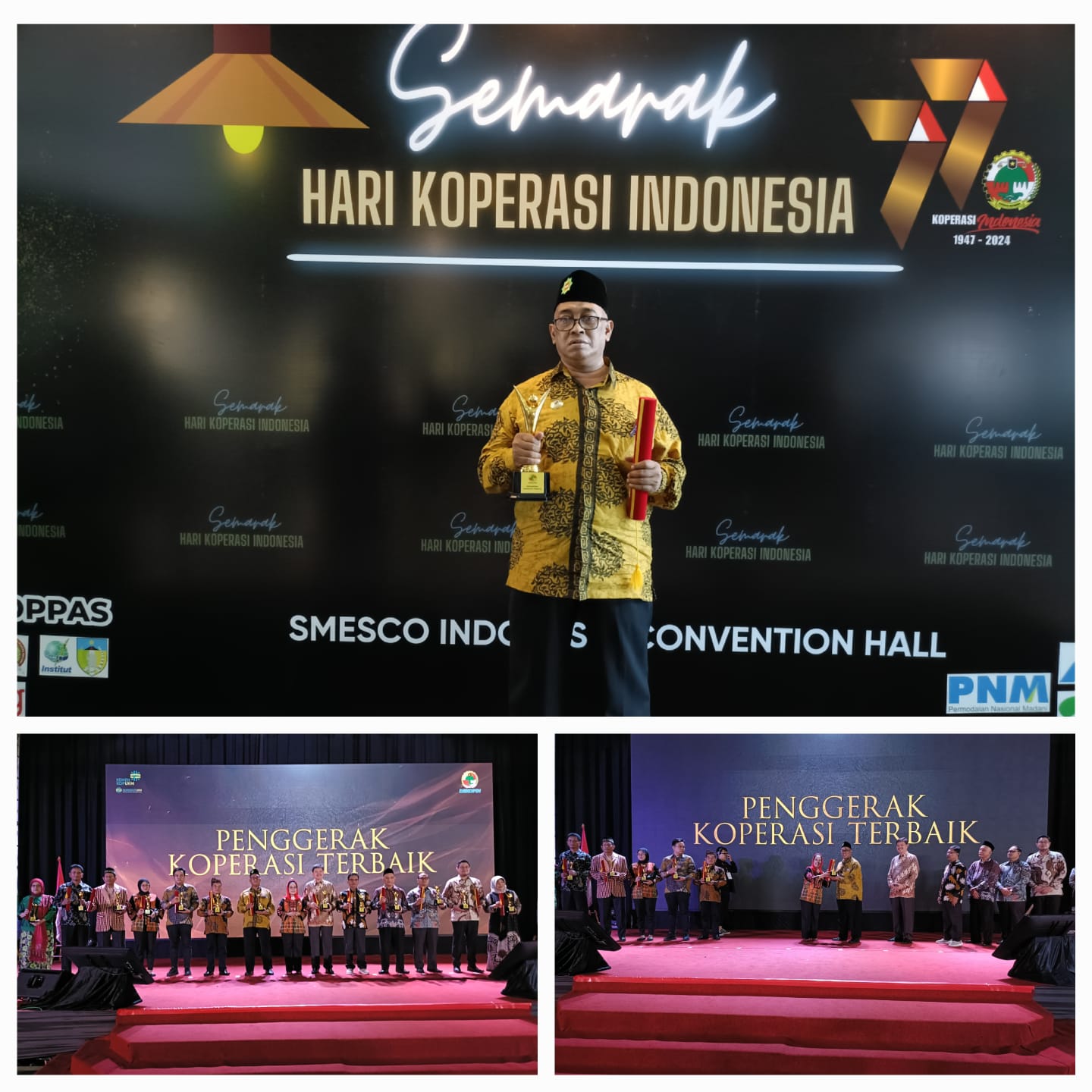 General Manager KSPPS BMT Mandiri Sejahtera Jawa Timur (Bp.H.M.Ayubi Chozin) menerima Penghargaan Tokoh Penggerak Koperasi Terbaik dari DEKOPIN PUSAT dalam Acara Semarak Hari Koperasi Nasional ke 77 di SMESCO CONVENTION HALL Jakarta Selatan 11-12 Juli 202